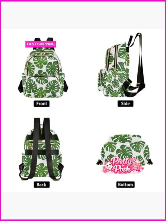 Tropical Palm Monstera Leaf Small Backpack Purse Lightweight Travel Daypack main image 7